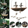 Creative Fishing Man Spoon Fish Sculptures Wind Chime Home Bedroom Painted Fish Mobile Tropical Fish Home Decor  Yard Garden Hanging Ornament Decoration