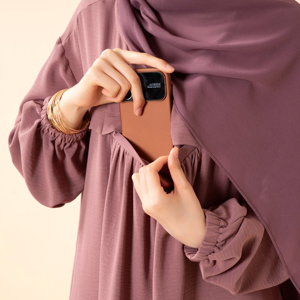 Crepe Abaya with Secure Pockets for Umrah (MA386)
