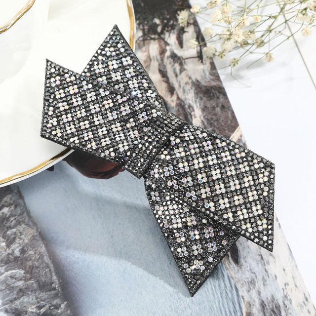 Crystal Big Bow Barrettes Hair Clips For Women Ponytail Holder Girls Hair Accessories Rhinestone Hairpins Fashion Hairgrips Band Accessories For Party