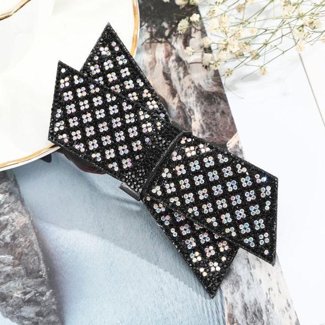 Crystal Big Bow Barrettes Hair Clips For Women Ponytail Holder Girls Hair Accessories Rhinestone Hairpins Fashion Hairgrips Band Accessories For Party