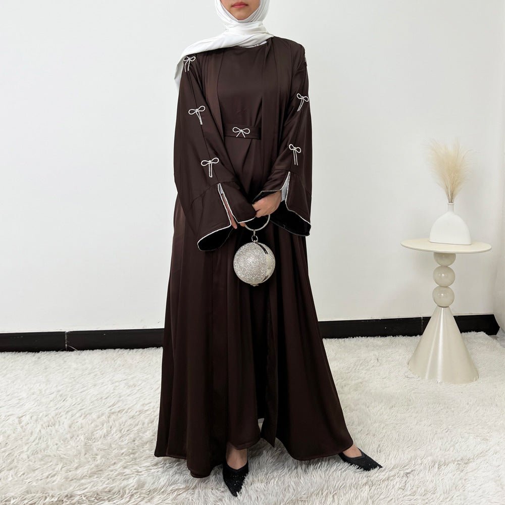 Crystal Bow Embellished Abaya 4-Piece Set(MOA253)