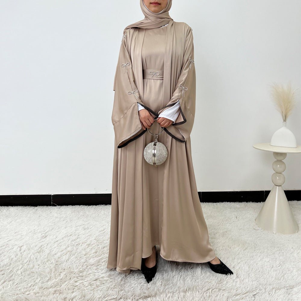 Crystal Bow Embellished Abaya 4-Piece Set(MOA253)
