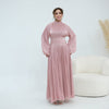 Crystal-Embellished Wide Belt Puff-Sleeve Maxi Dress(MS477)