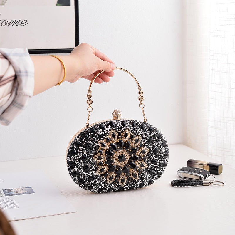 Crystal Sunflower Evening Clutch | Rhinestone Party Bag with Chain Handle(MAC356)