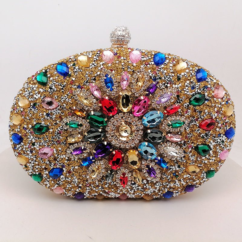 Crystal Sunflower Evening Clutch | Rhinestone Party Bag with Chain Handle(MAC356)