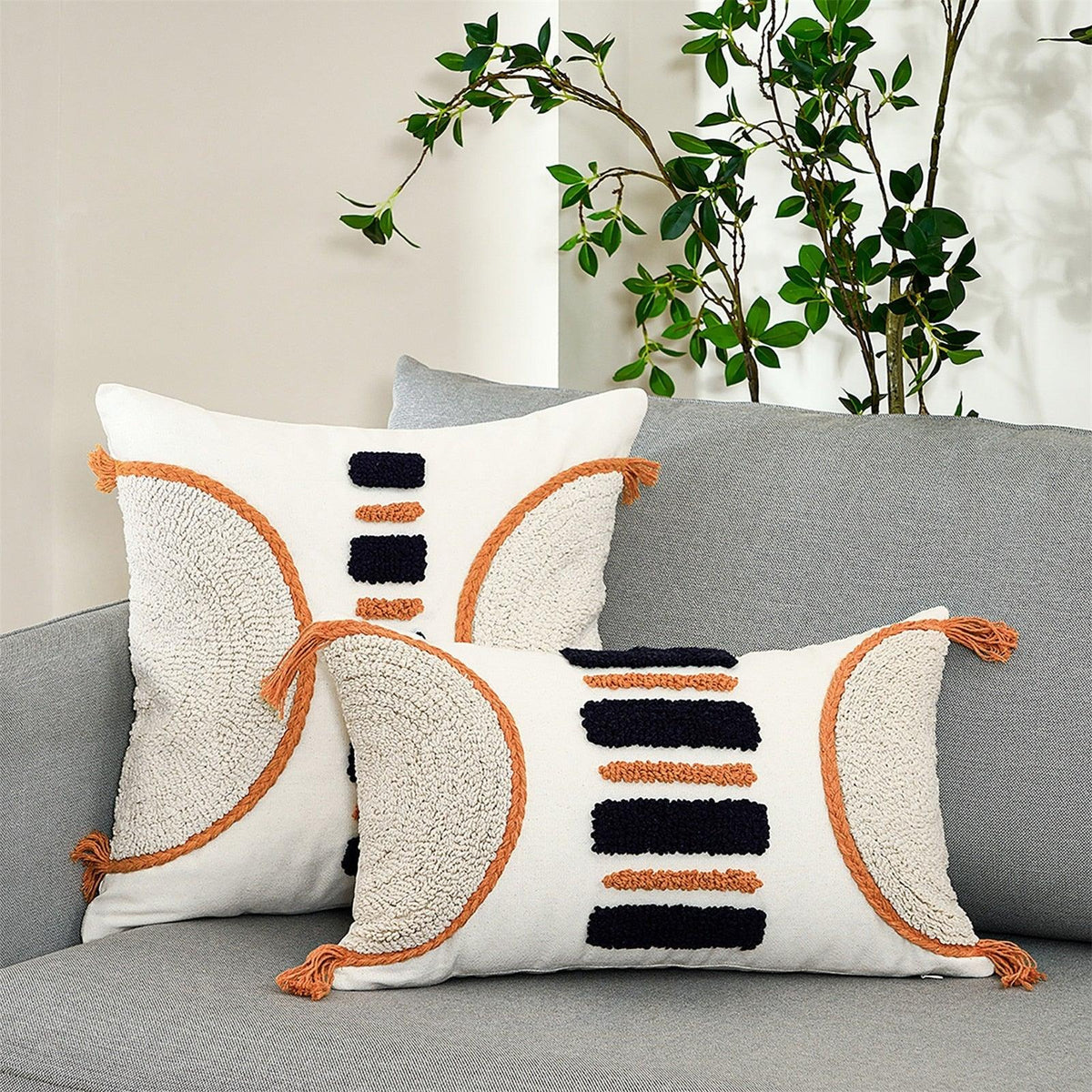 Cushion Cover Cotton Linen Pillowcase Tufted Beige Decorative Fashionable Cotton Hand-Woven Throw Pillow Covers Tufted  Pillow Covers  Bedroom Throw Pillow Cushion For Bed Home