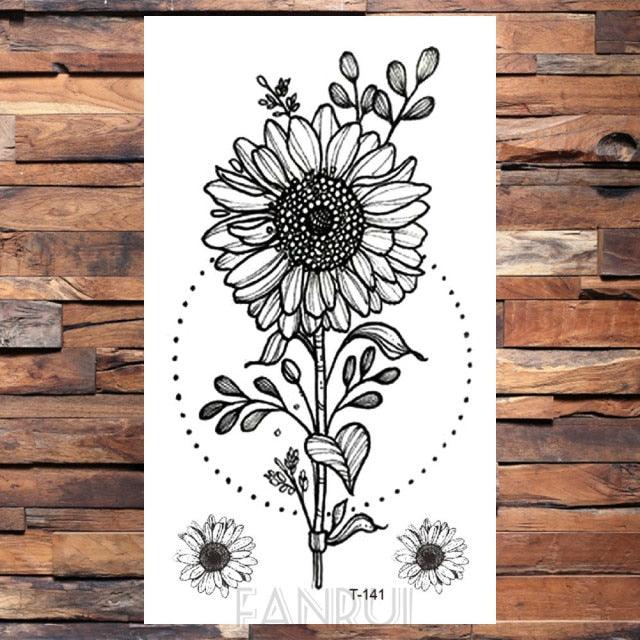 Cute Black Birds Temporary Waterproof Stickers Tattoo Flower Body Elegant Bird Butterfly Style For Womens