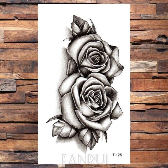 Cute Black Birds Temporary Waterproof Stickers Tattoo Flower Body Elegant Bird Butterfly Style For Womens