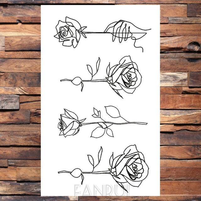 Cute Black Birds Temporary Waterproof Stickers Tattoo Flower Body Elegant Bird Butterfly Style For Womens