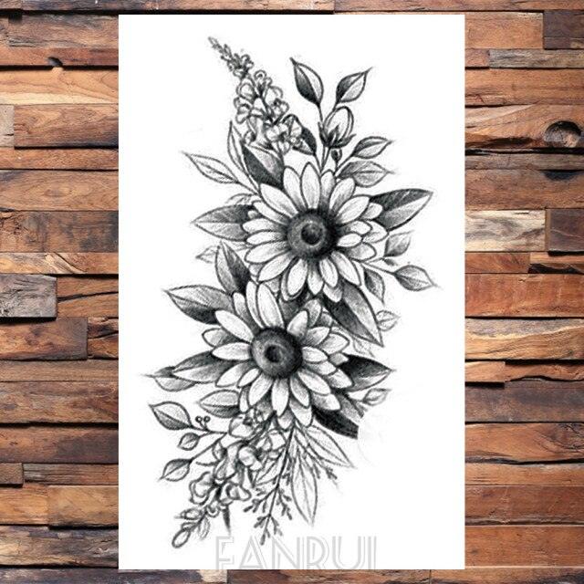 Cute Black Birds Temporary Waterproof Stickers Tattoo Flower Body Elegant Bird Butterfly Style For Womens