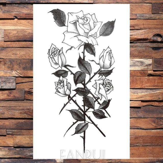 Cute Black Birds Temporary Waterproof Stickers Tattoo Flower Body Elegant Bird Butterfly Style For Womens