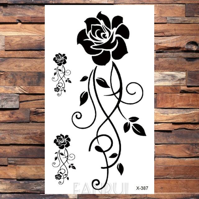 Cute Black Birds Temporary Waterproof Stickers Tattoo Flower Body Elegant Bird Butterfly Style For Womens
