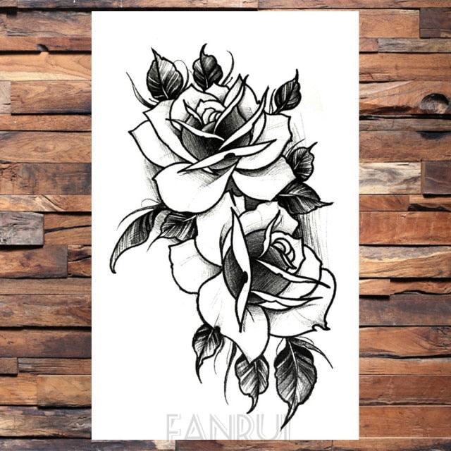 Cute Black Birds Temporary Waterproof Stickers Tattoo Flower Body Elegant Bird Butterfly Style For Womens