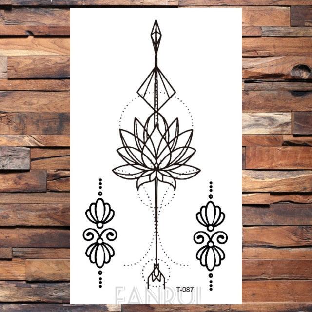 Cute Black Birds Temporary Waterproof Stickers Tattoo Flower Body Elegant Bird Butterfly Style For Womens
