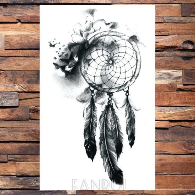 Cute Black Birds Temporary Waterproof Stickers Tattoo Flower Body Elegant Bird Butterfly Style For Womens