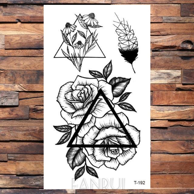 Cute Black Birds Temporary Waterproof Stickers Tattoo Flower Body Elegant Bird Butterfly Style For Womens