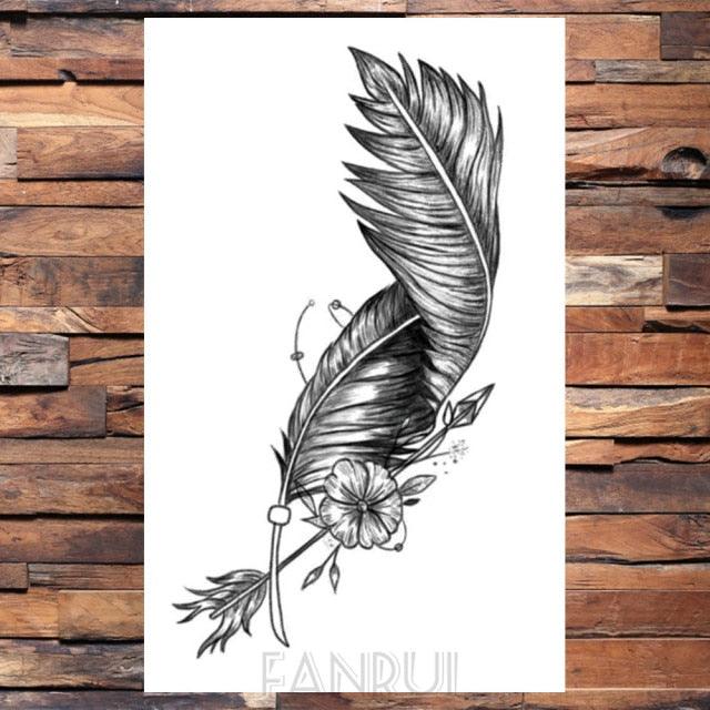 Cute Black Birds Temporary Waterproof Stickers Tattoo Flower Body Elegant Bird Butterfly Style For Womens