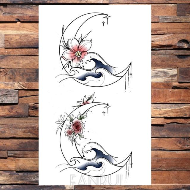 Cute Black Birds Temporary Waterproof Stickers Tattoo Flower Body Elegant Bird Butterfly Style For Womens