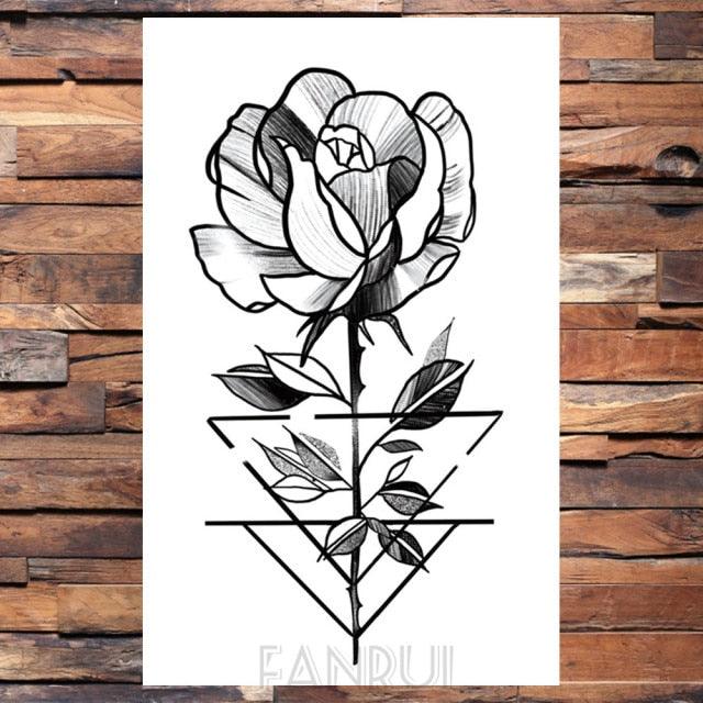 Cute Black Birds Temporary Waterproof Stickers Tattoo Flower Body Elegant Bird Butterfly Style For Womens
