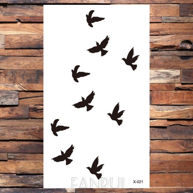 Cute Black Birds Temporary Waterproof Stickers Tattoo Flower Body Elegant Bird Butterfly Style For Womens