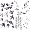 Cute Black Birds Temporary Waterproof Stickers Tattoo Flower Body Elegant Bird Butterfly Style For Womens