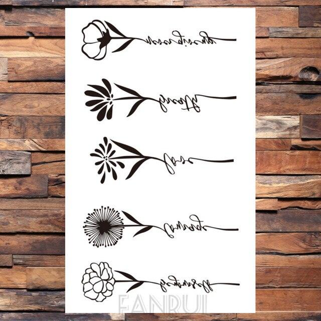 Cute Black Birds Temporary Waterproof Stickers Tattoo Flower Body Elegant Bird Butterfly Style For Womens
