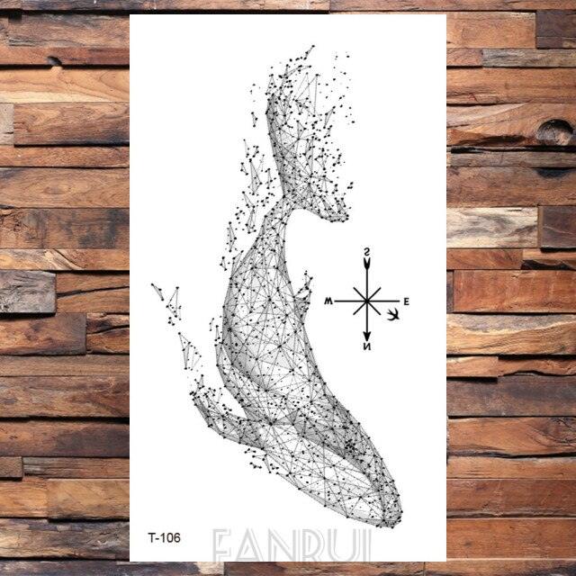 Cute Black Birds Temporary Waterproof Stickers Tattoo Flower Body Elegant Bird Butterfly Style For Womens