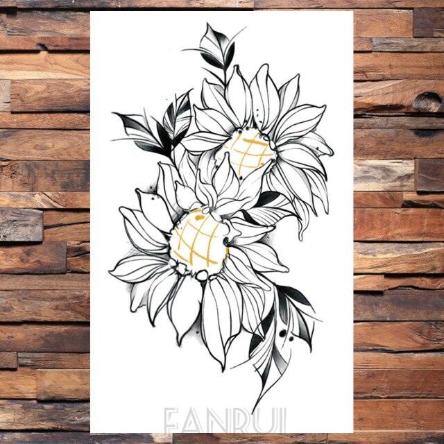 Cute Black Birds Temporary Waterproof Stickers Tattoo Flower Body Elegant Bird Butterfly Style For Womens