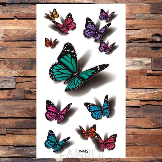 Cute Black Birds Temporary Waterproof Stickers Tattoo Flower Body Elegant Bird Butterfly Style For Womens