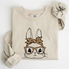 Cute Bunny With Glasses Leopard Bandana Easter Hipster Illustration Print On Vintage Inspired Sweatshirt
