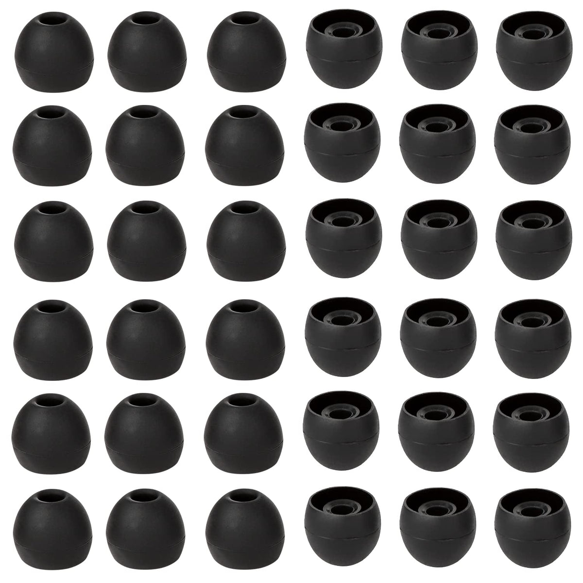 CYADCI 36 Pieces Large Earbud Tips Soft and Comfortable Silicone Earbud Tips Ear Bud Replacement Pieces Silicone Fit Most in-Ear Headphones，Inner Hole 3.8mm -5.5mm，Large Black Earbuds Silicone Tips