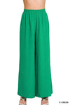 Zenana Woven Airflow Elastic Waistband Pants