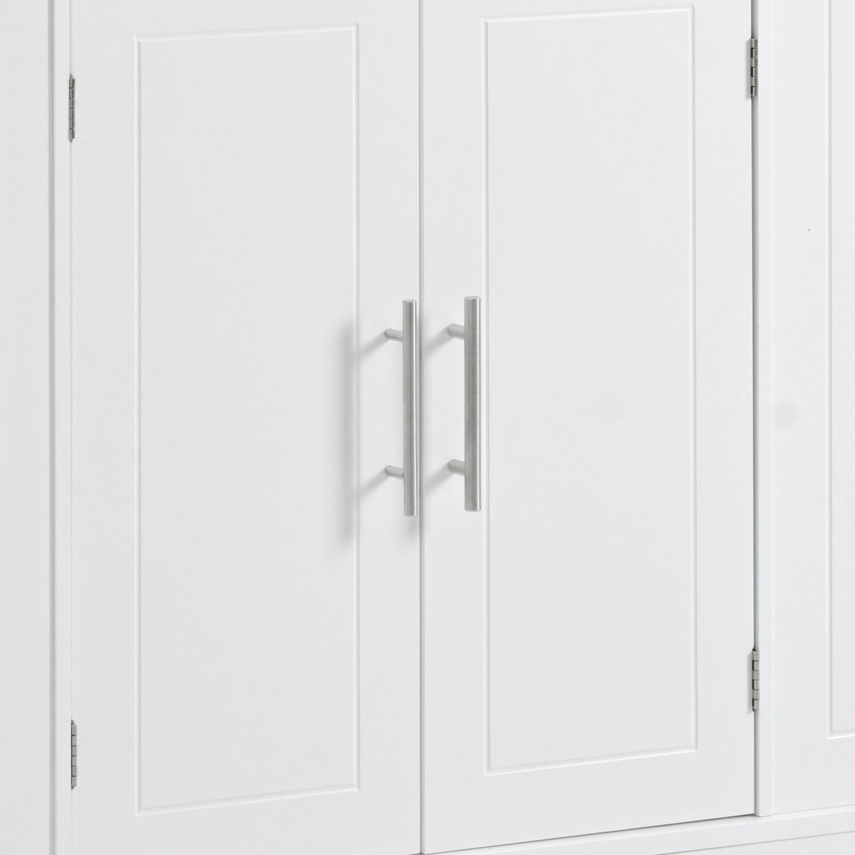 K&K Fluted Kitchen Island with Trash Can Storage Cabinet, Power Outlet, Internal Storage Rack, Rolling Kitchen Islands on 5 Wheels with 3 Drawer, 3 Open Side Racks for 10 Gallon Garbage Bin, White