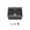 Stainless Steel Kitchen Sink, 23″x19″ Single Bowl, Undermount Handmade Sink in Black, with US Standard Drain and Hook, LS-SSBL02