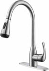 Single Handle High Arc Brushed Nickel Pull Out Kitchen Sink Faucet with 4 Spraying Modes,Single Level Stainless Steel with Pull Down Sprayer