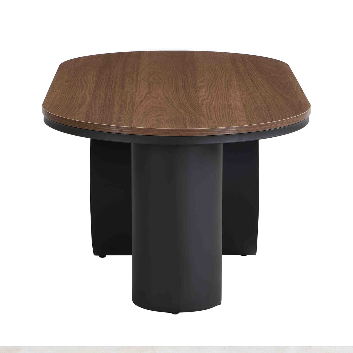 Luxury Industrial Oval Coffee Table, 47.24'' Coffee Table with Storage Drawer, Black Metal Center Table for Living Room
