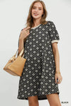Umgee Floral Textured Puff Sleeve Mini Dress