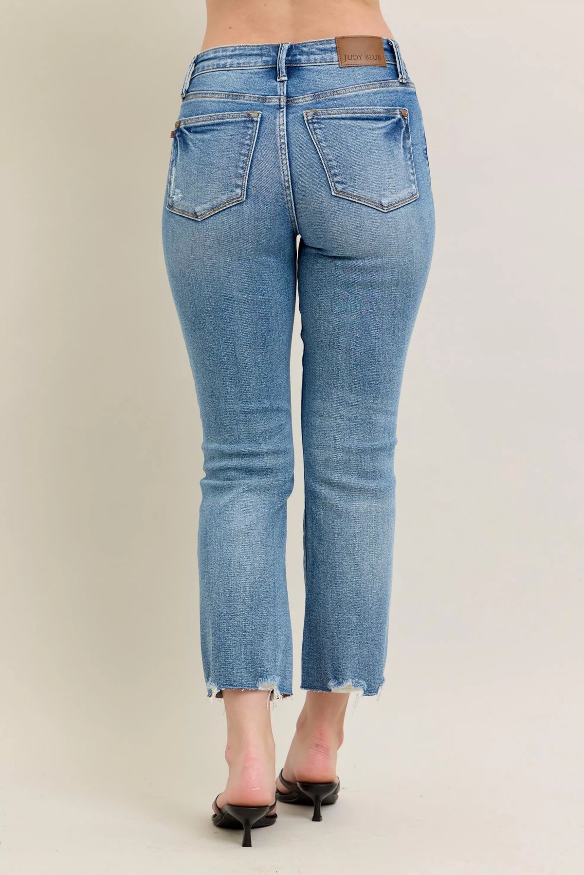 Judy Blue Mr Vintage Wash Destroy Hem Kick Flare Jeans