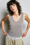 POL V-Neck Contrast Ribbed Sleeveless Tank