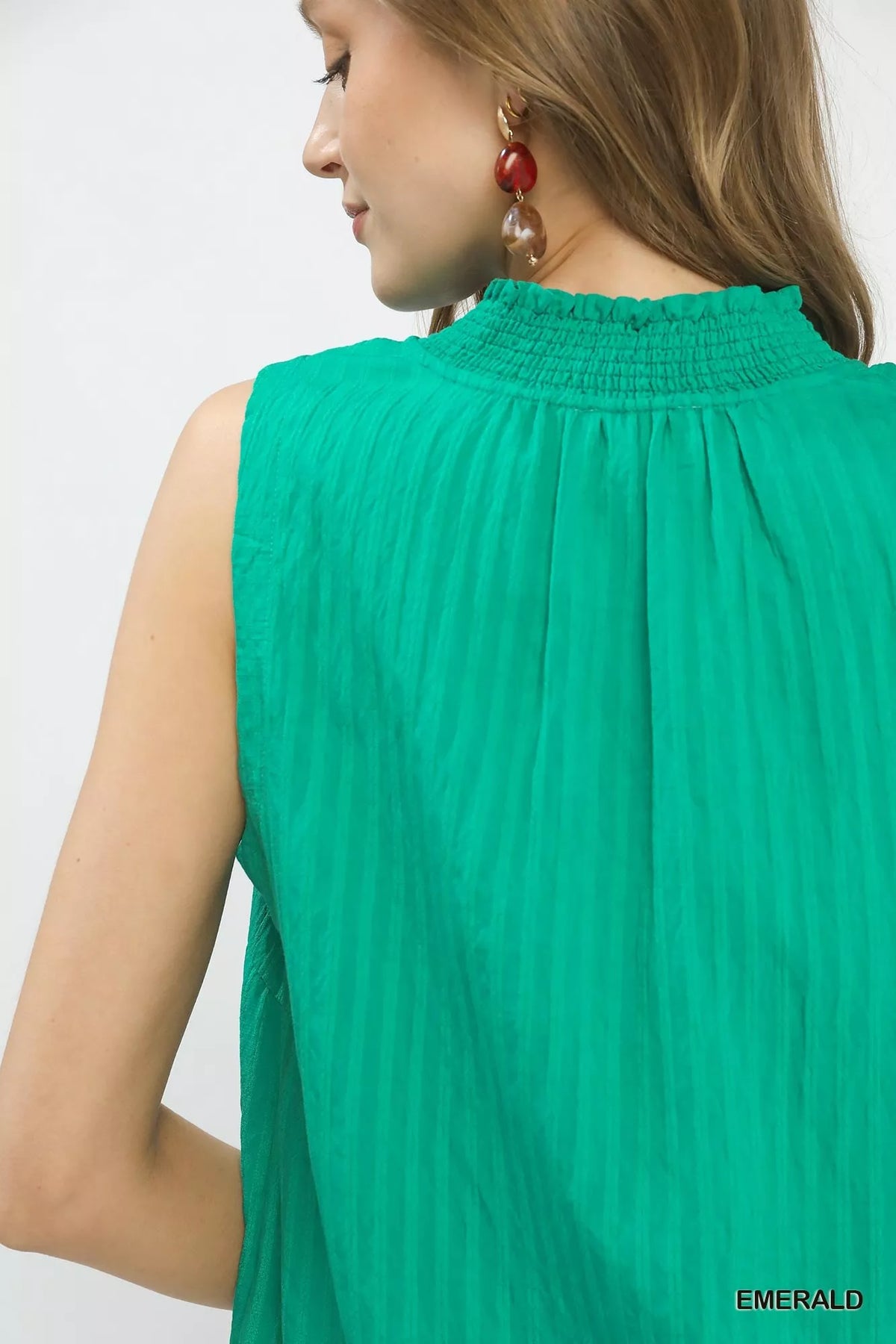 Umgee Sleeveless Textured Notch Neck Top