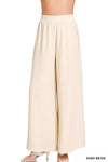 Zenana Woven Airflow Elastic Waistband Pants