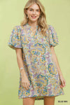 Umgee Paisley Floral Puff Sleeve Shift Dress