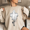 Dancing Ghost Halloween Graphic Design In Haunted Night Vintage Style Sweatshirt