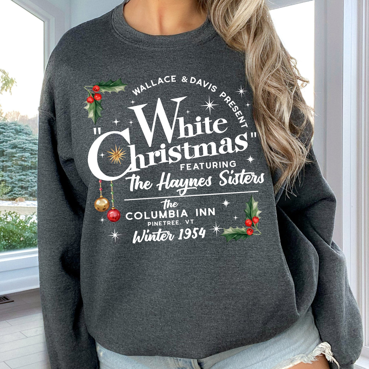 White Christmas Movie Classic Musical Vintage Style Graphic Print Premium Sweatshirt