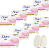 BASICOS Dove Beauty Bar Soap for Washing Hands and Body Mild for Skin Bulk Pack of 8 Bars- 3.15 Ouce Each. Plus 1 Loofah Sponge Pad (Pink)