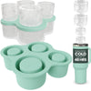 4-Ring Silicone Ice Cube Tray for Stanley Cup with Lid and Metal Reusable Straws - Stanley Ice Mold - Stanley Cup Ice Mold - Stanley Cup Ice Cube Mold for 14-40 oz Tumbler Whiskey Cocktails Drinks