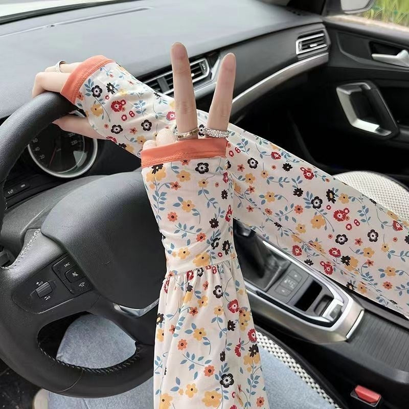 Sun Protection Viscose Fiber Oversleeve Printed All-matching UV Protection Elbow Protection Ice Sleeve Gloves