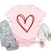 Double Heart Sketch Doodle Love Valentine Theme Hand Drawn Hearts And Expressive Script Typography Graphic Tee