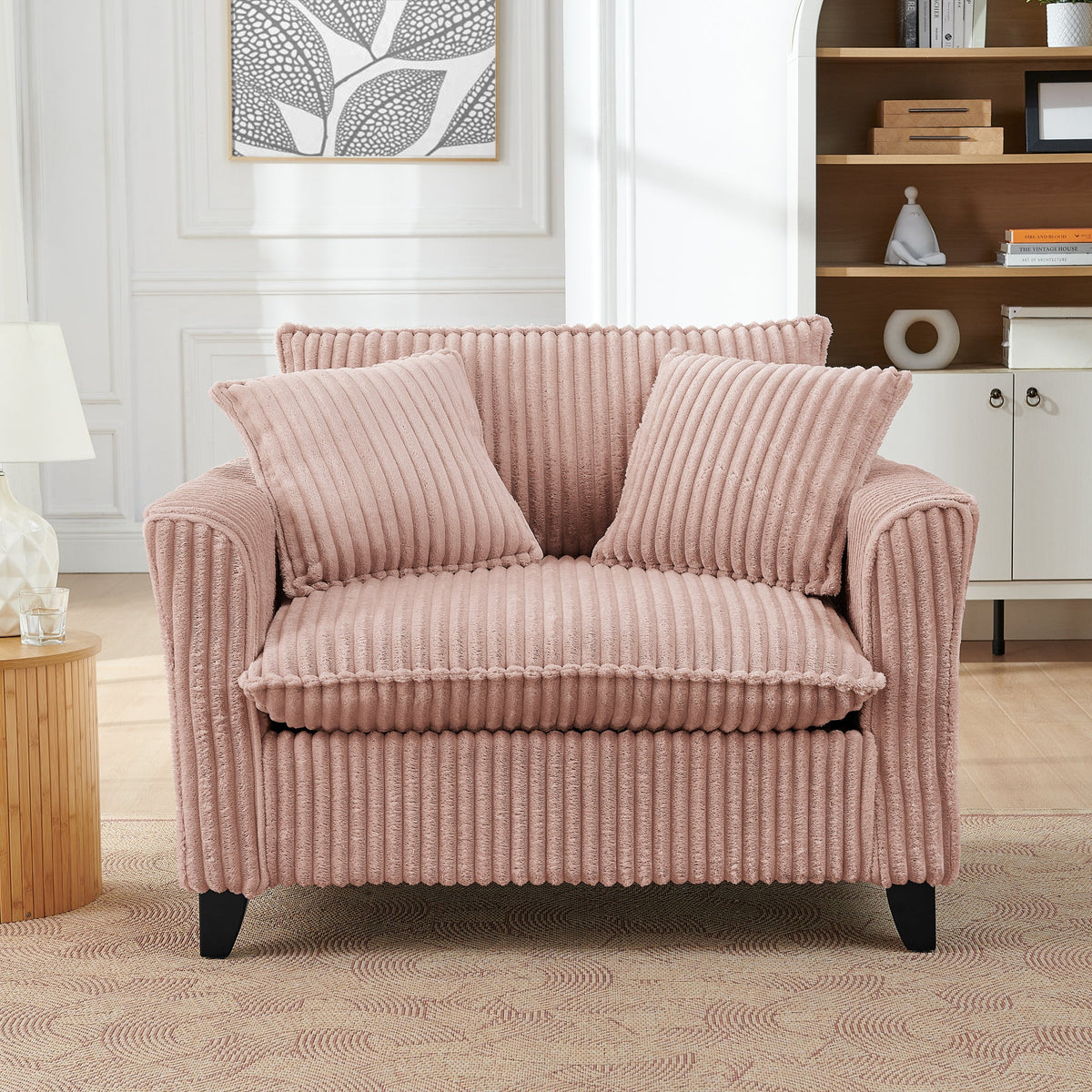 Lazy sofa chair, comfortable single-person sofa chair, with a backrest and soft seat cushion, having armrests on both sides, suitable for living room and bedroom - Pink