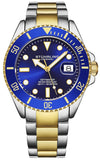 Stuhrling Original Mens Dive Watch Swiss Movement Stainless Steel Blue Dial Stainless Steel Bracelet 100M Water Resistant